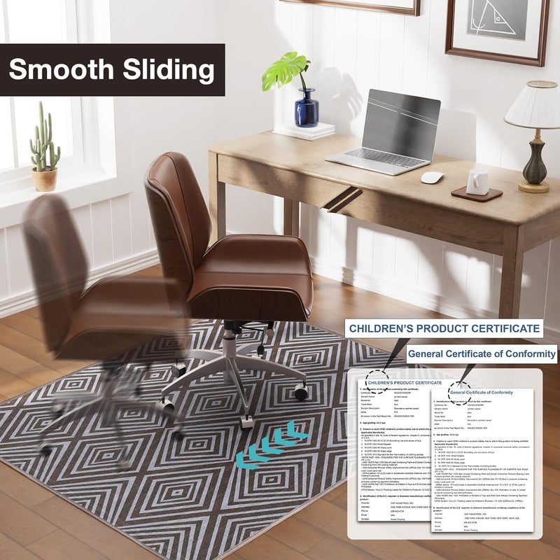 KEYDOL Blue&Black Checkered Diamond-Pattern Computer Chair Mat for Hardwood, 30" x 48"Office Mat for Hardwood Floor with Non-Slip Back, HeavyDuty Office Chair Rug for Hardfloor,LowPlie Carpet Floor Protector - Image 3